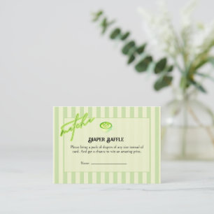 Green Stripes Matcha Green Tea Diaper Raffle Enclosure Card
