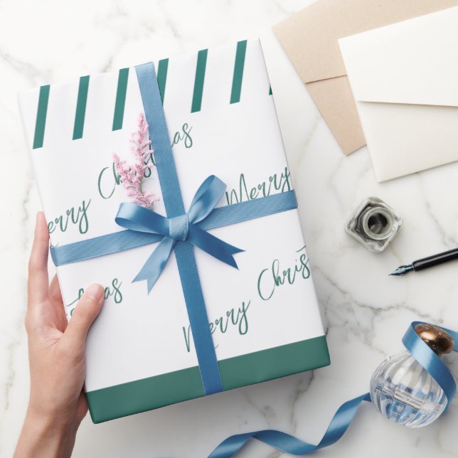 Green Stripes | Merry Christmas Wrapping Paper (Gifting)