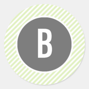 Green Stripes Monogram Stickers