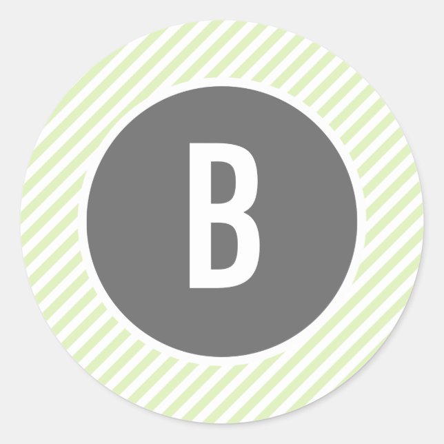 Green Stripes Monogram Stickers (Front)