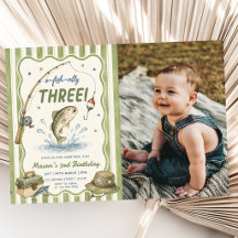 Green Stripes O-Fish-Ally Three Birthday Photo