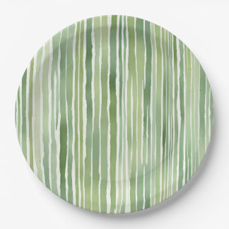 Green Stripes Paper Plate