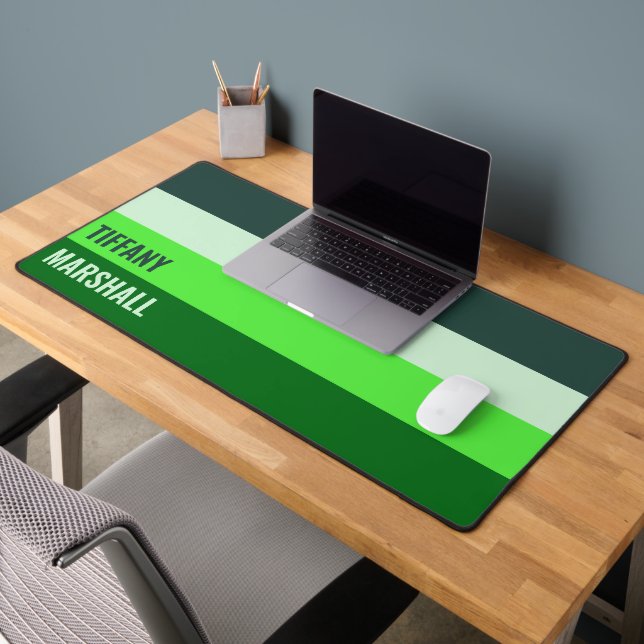 Green Stripes Pattern Name Desk Mat (Office 2)