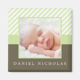 Green Stripes Photo Frame Magnet