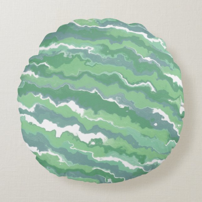 Green Stripes Round Cushion (Front)