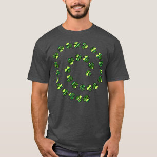 Green Stripes Shamrock Spiral St Patricks Day T-Shirt
