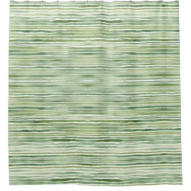 Green Stripes  Shower Curtain (Front)