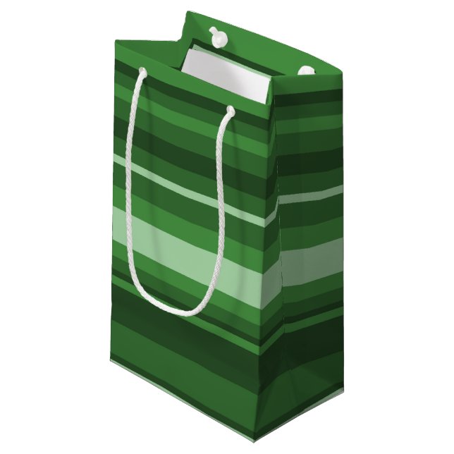 Green stripes small gift bag (Front Angled)
