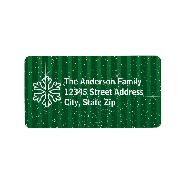 Green Stripes Snowflake - Address Label (Front)