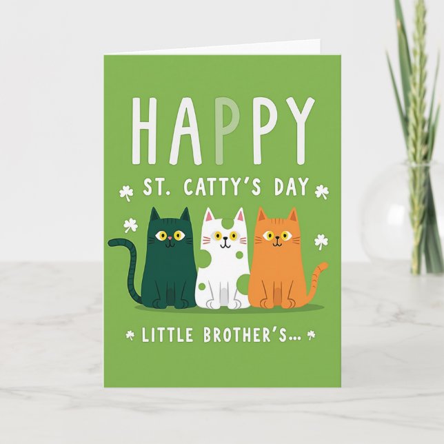 Green Stripes St Catty Day Card (Front)