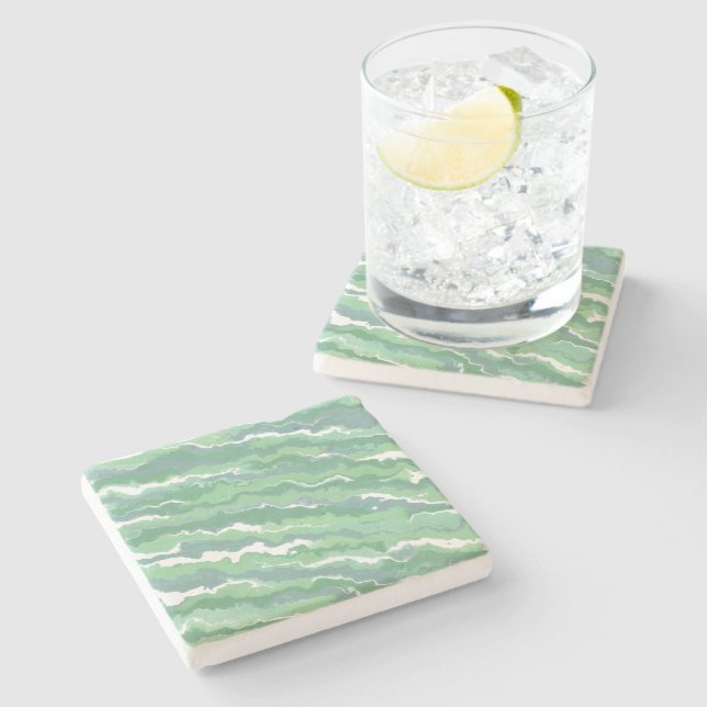 Green Stripes Stone Coaster (Side)