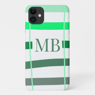green stripes thick monogram add name title letter iPhone 11 case