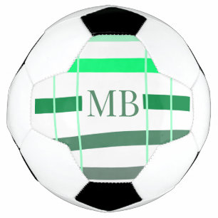 green stripes thick monogram add name title letter soccer ball