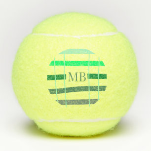 green stripes thick monogram add name title letter tennis balls
