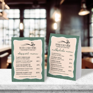 Green Stripes Wavy Frame Restaurant Café Menu