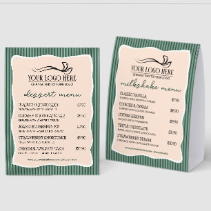 Green Stripes Wavy Frame Restaurant Café Menu