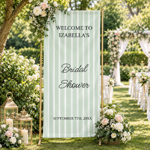 Green Stripes Wedding Bridal Shower Engaged Banner