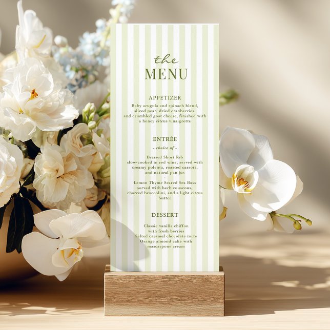 Green Stripes Wedding Menu (Creator Uploaded)
