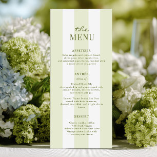 Green Stripes Wedding Menu