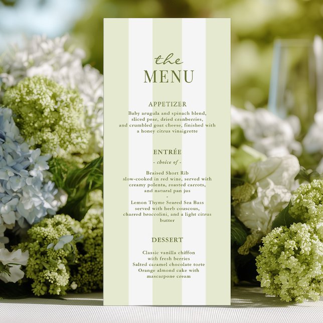Green Stripes Wedding Menu (Creator Uploaded)