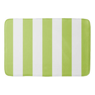 Green Stripes, White Stripes, Striped Pattern Bath Mat