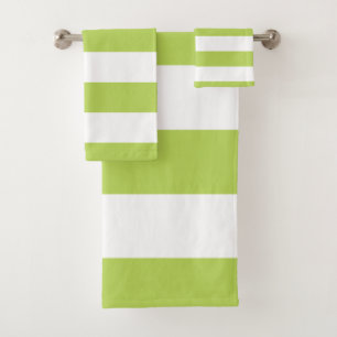 Green Stripes, White Stripes, Striped Pattern Bath Towel Set