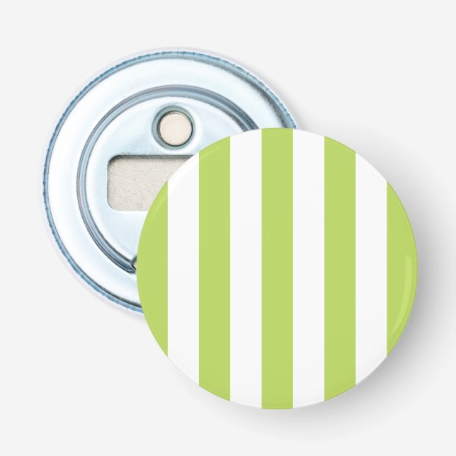 Green Stripes, White Stripes, Striped Pattern Bottle Opener (Front)