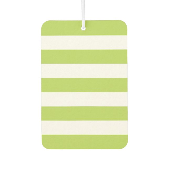 Green Stripes, White Stripes, Striped Pattern Car Air Freshener (Front)