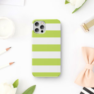 Green Stripes, White Stripes, Striped Pattern iPhone 11 Case