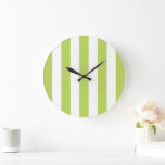 Green Stripes, White Stripes, Striped Pattern Large Clock<br><div class="desc">Elegant, stylish and sophisticated stripes in green and white colour. Modern and trendy gift, perfect for the stripes lover in your life.</div>