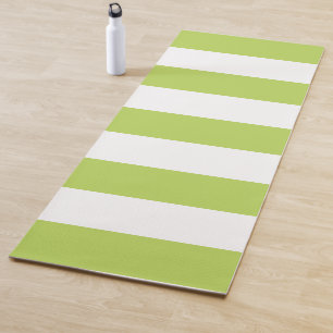 Green Stripes, White Stripes, Striped Pattern Yoga Mat