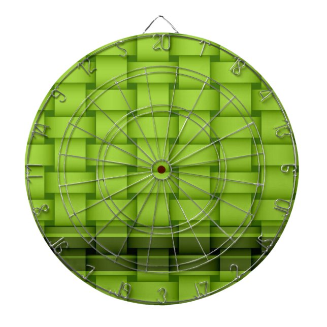 Green stripes wicker art graphic design dartboard (Front)