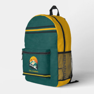 Green Stripes Woods & Mountain Hikers Custom Printed Backpack