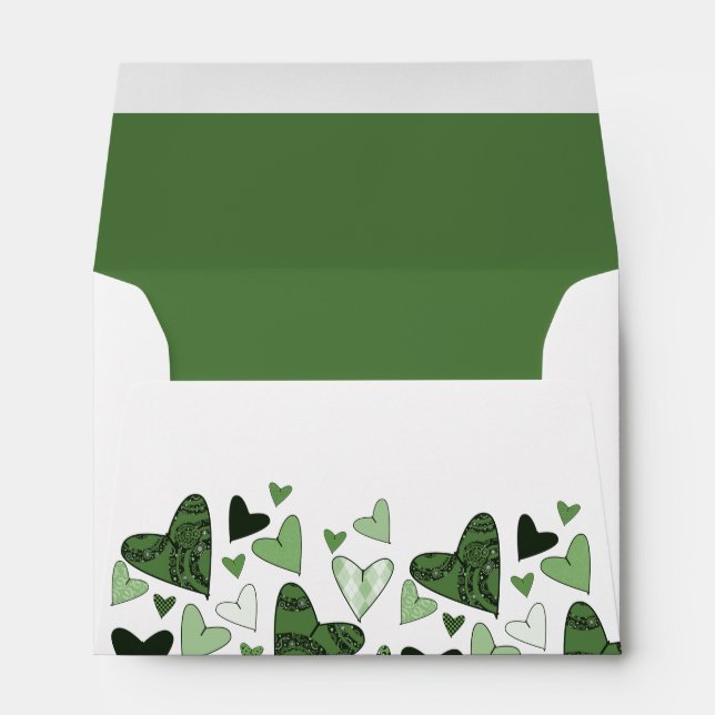 Green Stylised Hearts Envelopes (Back (Bottom))