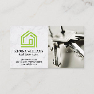Green Stylised House Logo   Keys Business Card