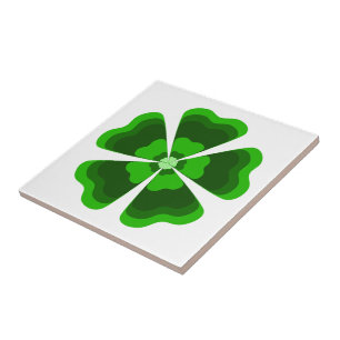 Green Stylised Retro Flower Ceramic Tile