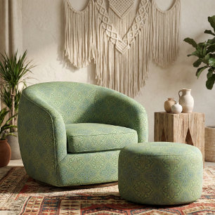 Green Stylish Decorative Geometric Pattern Fabric