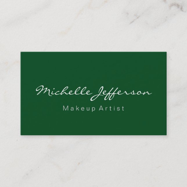 Green Stylish Makeup Artist Script Business Card (Front)