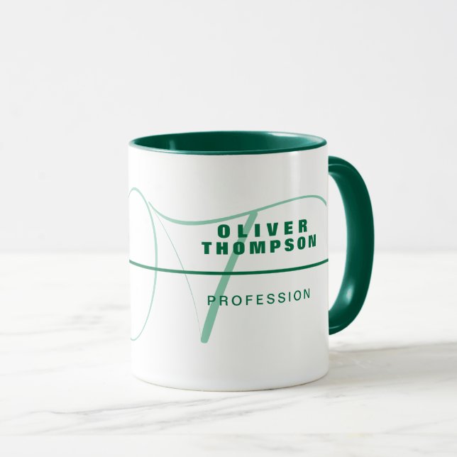 Green Stylish Profession Mug with Name  (Front Right)
