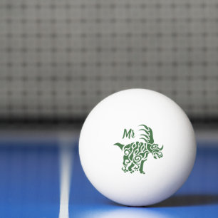 Green Styracosaurus with Tribal War Paint Ping Pong Ball