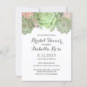 Green Succulent Bridal Shower Invitations