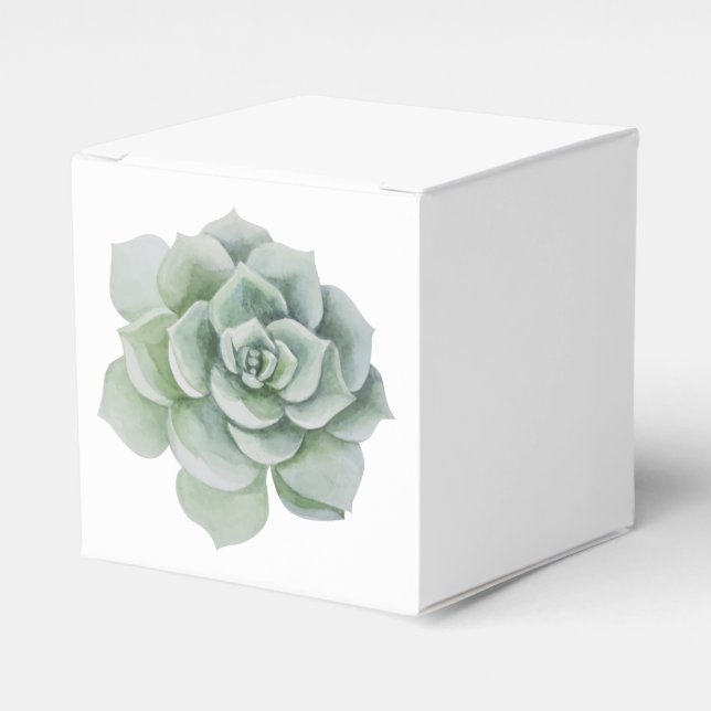 Green Succulent Cactus Watercolor Party Wedding Favour Box (Front Side)