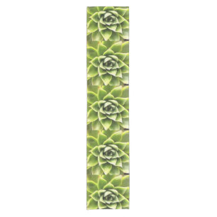 Green Succulent Close Up Cacti Art Short Table Runner