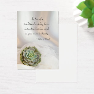 Green Succulent on White Wedding Charity Favours