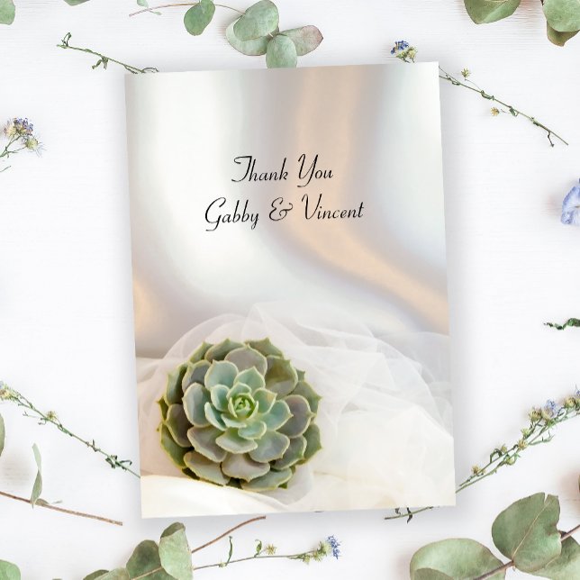 Green Succulent on White Wedding Flat Thank You (Creator Uploaded)