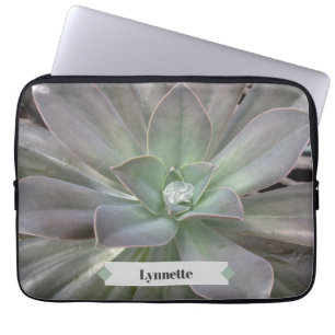 Green Succulent Personalized Laptop Sleeve