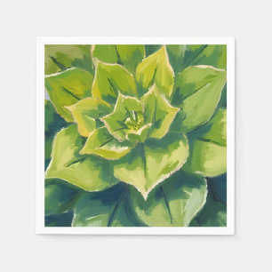 Green Succulent Plant Painting Napkin