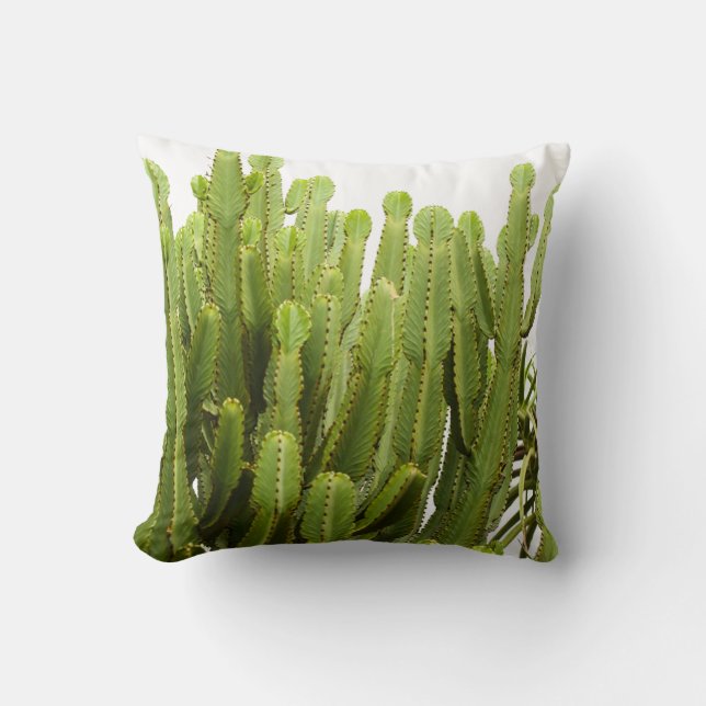 Green Succulent Plants Throw Pillow Cushion (Front)