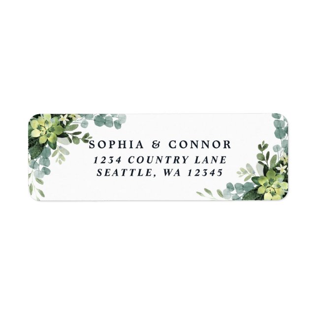 Green Succulent Return Address Return Address Label (Front)