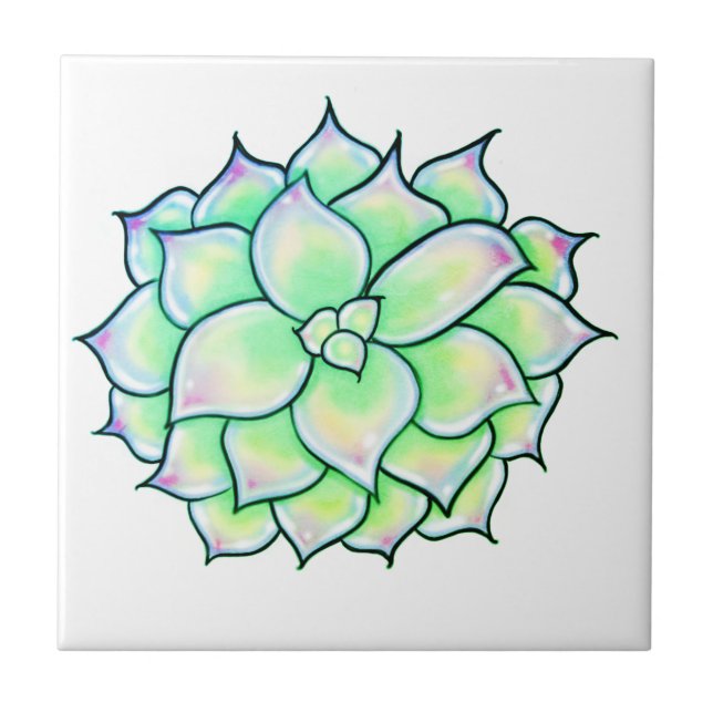 Green Succulent Tile (Front)